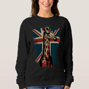 British UK Giraffe on Great Britain Giraffe Sweatshirt