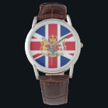 British Union Flag and Royal Crest Watch<br><div class="desc">Royal Crest and Union Flag of The United Kingdom of Great Britain and Northern Ireland.</div>