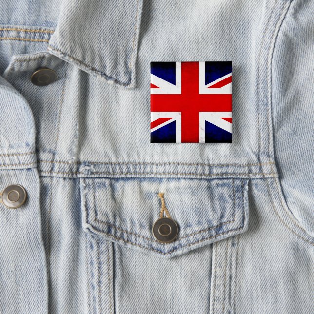 British Union Jack Flag 15 Cm Square Badge (In Situ)