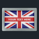 British Union Jack flag belt buckle | Personalise<br><div class="desc">British Union Jack flag belt buckle. English pride flag of UK United Kingdom Great Britain. Trendy fashion accessory for men women and teen kids.</div>