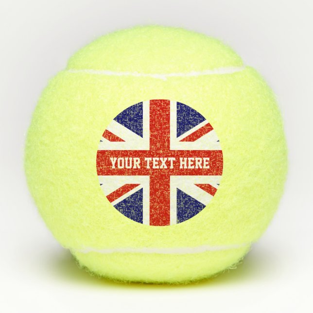 British Union Jack flag custom printed yellow Tennis Balls (Front)