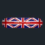 British Union Jack flag custom skateboard deck<br><div class="desc">Patriotic British Union Jack flag custom name skateboard deck. Cool wooden skate board design for boys and girls. Fun Birthday gift idea for kids. Personalise with custom name or monogram letters. Awesome Birthday gift idea for children, son, grandson, nephew, cousin, daughter, sister, brother, friends etc. Modern typography template. Custom background...</div>