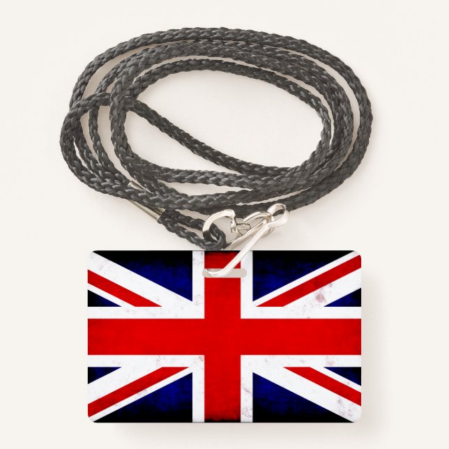 British Union Jack Flag ID Badge (Front with Lanyard)