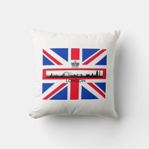 British Union Jack Flag London Eye Skyline Cushion