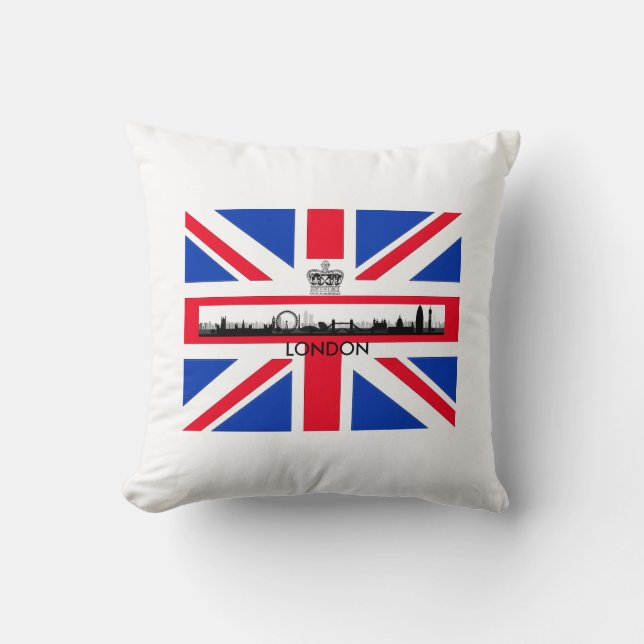 British Union Jack Flag London Eye Skyline Cushion (Front)