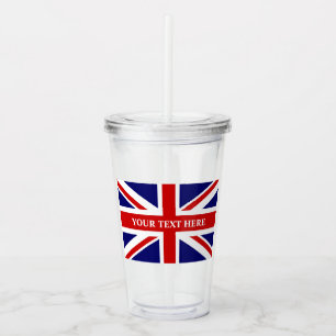 British Union Jack flag of United Kingdom custom Acrylic Tumbler