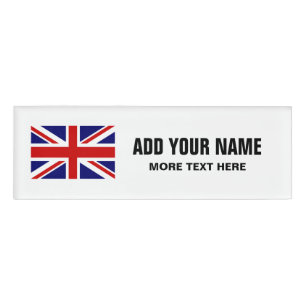 British Union Jack flag personalised name tags