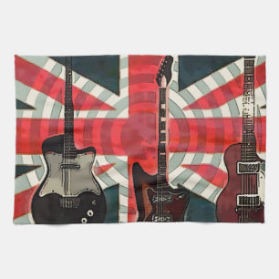 British Union Jack Flag Rock Roll Electric Guitar Tea Towel