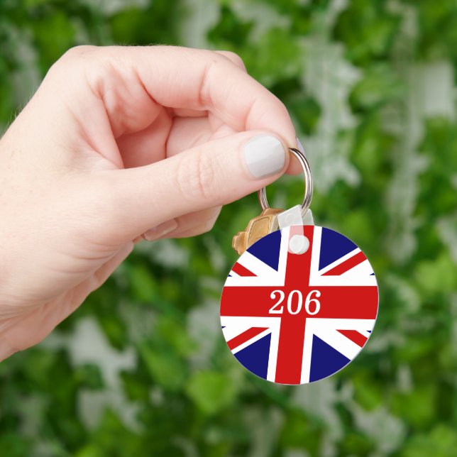 British Union Jack flag round hotel room number Key Ring (Hand)