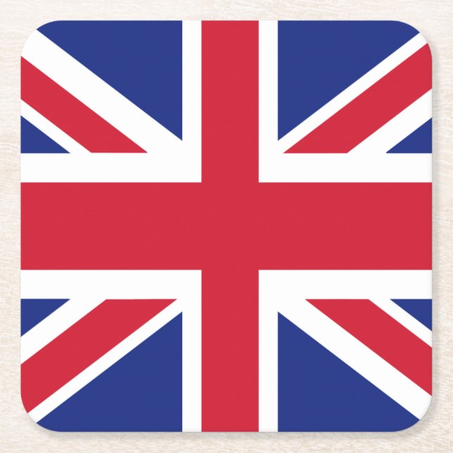 British Union Jack Flag Square Paper Coaster (Front)