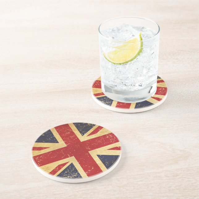 British Union Jack Flag Vintage Grunge Coaster (Side)