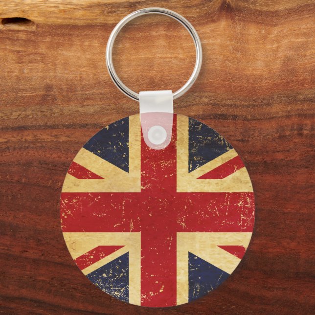British Union Jack Flag Vintage Keychain (Back)