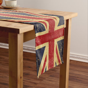 British Union Jack Flag Vintage Short Table Runner