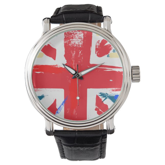 British Union Jack Flag Vintage Worn Watch (Front)