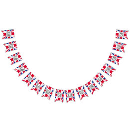 British Union Jack Flag with King Charles III,  