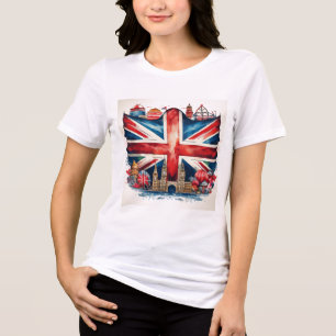 British Union Jack Iconic T-shirt Design Tri-Blend Shirt