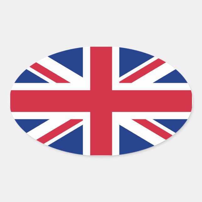 British Union Jack Oval Sticker (Front)