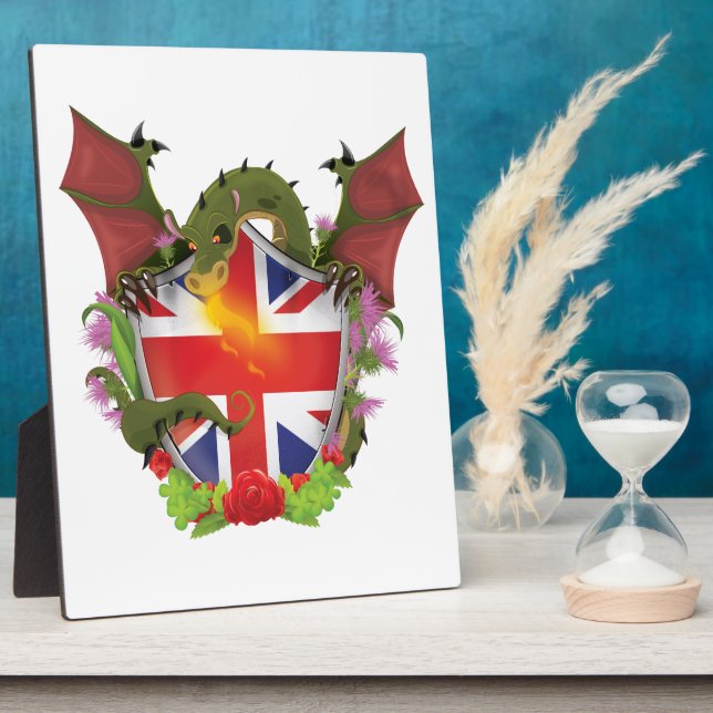 British Union Jack Shield and Dragon Plaque (Side)