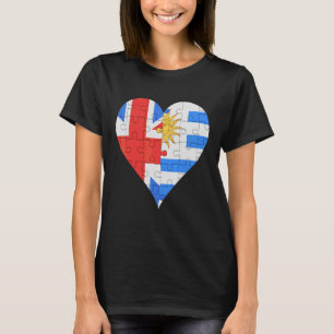 British Uraguyan Flag Heart T-Shirt