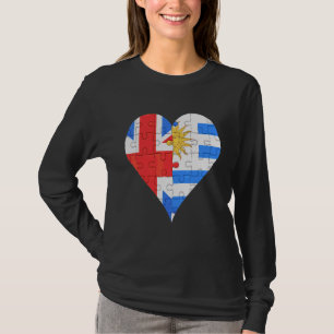 British Uraguyan Flag Heart T-Shirt