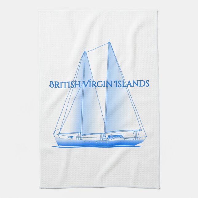 British Virgin Islands Coastal Nautical Sailing Sa Tea Towel (Vertical)