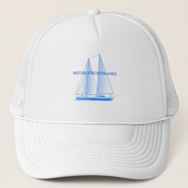 British Virgin Islands Coastal Nautical Sailing Sa Trucker Hat (Front)