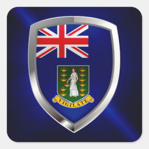 British Virgin Islands Mettalic Emblem Square Sticker