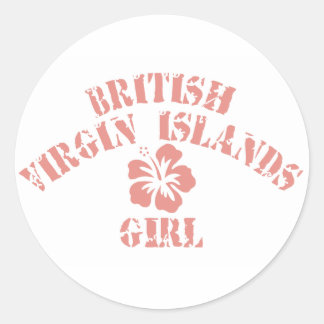 British Virgin Islands Pink Girl Classic Round Sticker