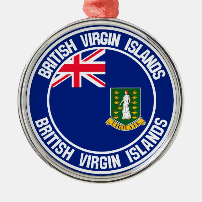 British Virgin Islands Round Emblem Metal Ornament (Front)