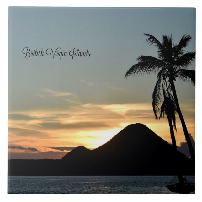 British Virgin Islands, sunset,  Ceramic Tile (Front)