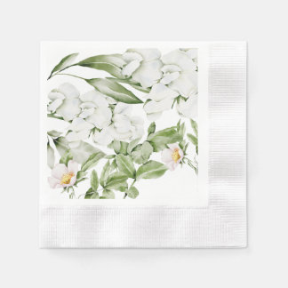 BRITISH WHITE FLORAL WATERCOLOR ART NAPKINS