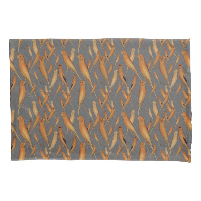 British Yorkshire Canary Grey Brocade Background Pillowcase (Front)