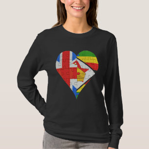 British Zimbabwean Flag Heart T-Shirt