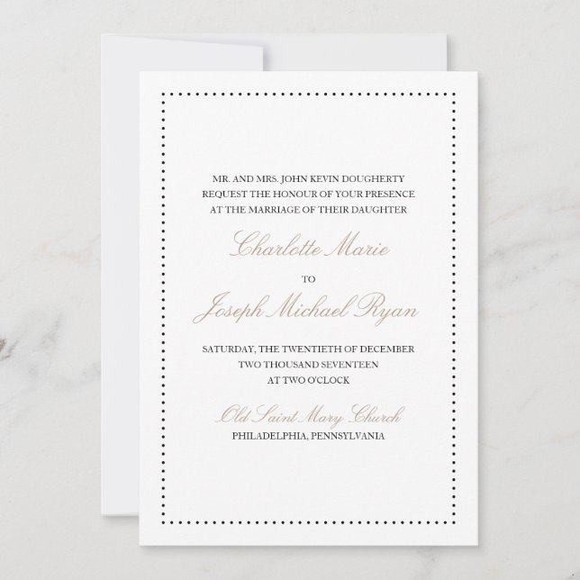 Britney: Classic Wedding Invitation (Black border) (Front)