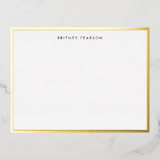 Britney Gold Foil Border Personalised Stationery Foil Invitation Postcard