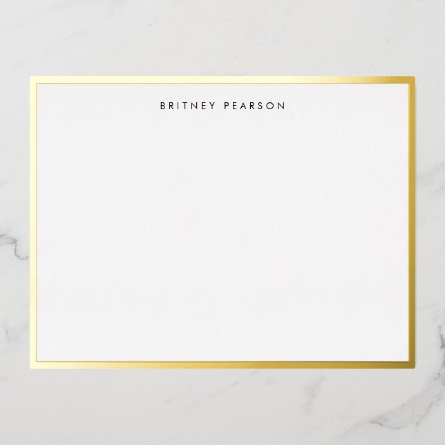 Britney Gold Foil Border Personalised Stationery Foil Invitation Postcard (Front)