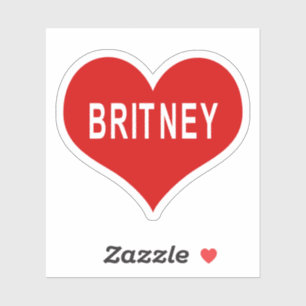 BRITNEY NAME Red Love Heart Vinyl Sticker