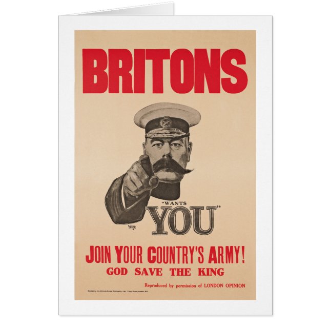 Britons Lord Kitchener Wants You WWI Propaganda (Front)