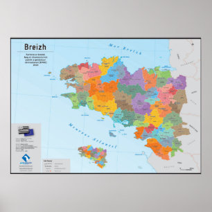Brittany, administrative card 2020 (Breton) Poster