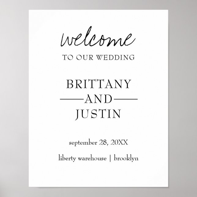 Brittany Calligraphy Welcome To Our Wedding Sign (Front)