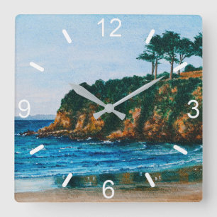Brittany Coast Beach Acrylic Painting - dial-plate Square Wall Clock