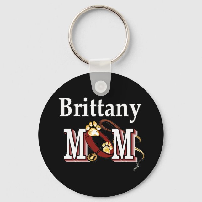 Brittany Dog MOM Key Ring (Front)