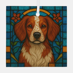 Brittany Dog "Stained Glass"  Glass Tree Decoration