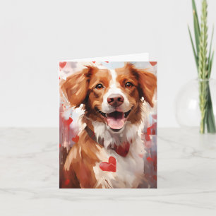 Brittany dog Valentines day Card