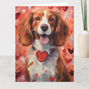 Brittany dog Valentines day Card