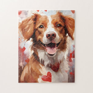 Brittany dog Valentines day Jigsaw Puzzle