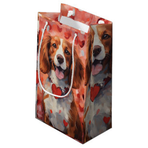 Brittany dog Valentines day Small Gift Bag