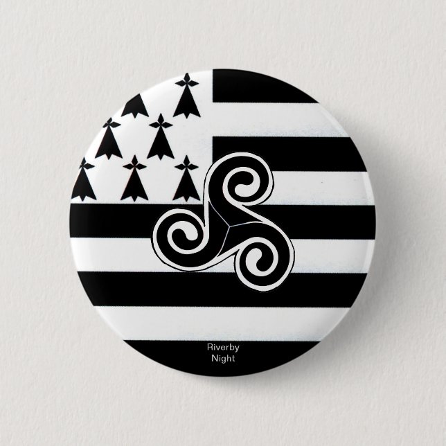 Brittany Flag (Breton) 6 Cm Round Badge (Front)