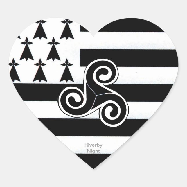 Brittany Flag (Breton) Heart Sticker (Front)