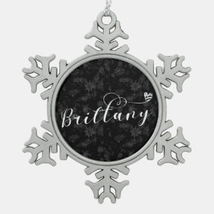 Brittany Flag in Heart, Breton Snowflake Pewter Christmas Ornament
